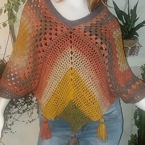 New handmade crochet boho top with tassels one size fits most med to large